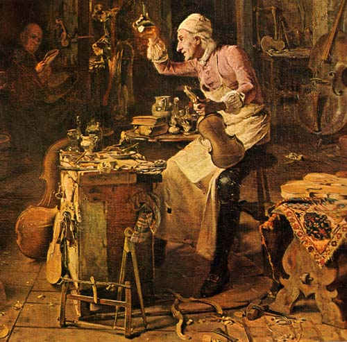 Stradivarius aan het werk.<br />[Klik voor vergroting]